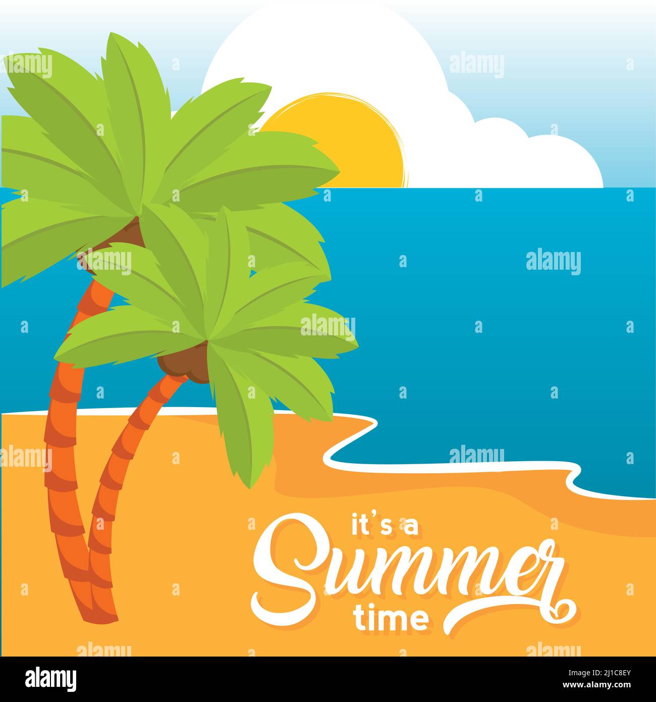 Poster Summer beach palm vector illustration Stock Vector Image & Art ...
