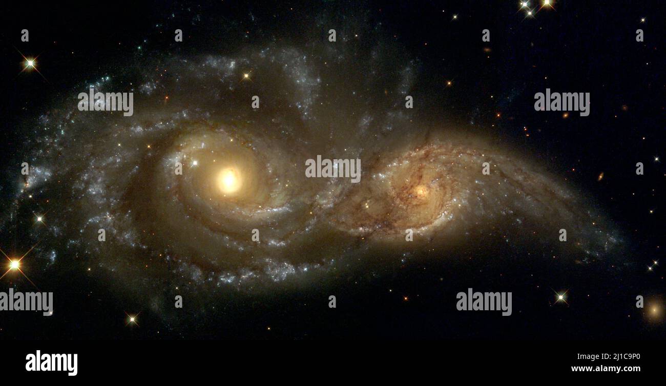 Spiral Galaxies Interacting Stock Photo Alamy