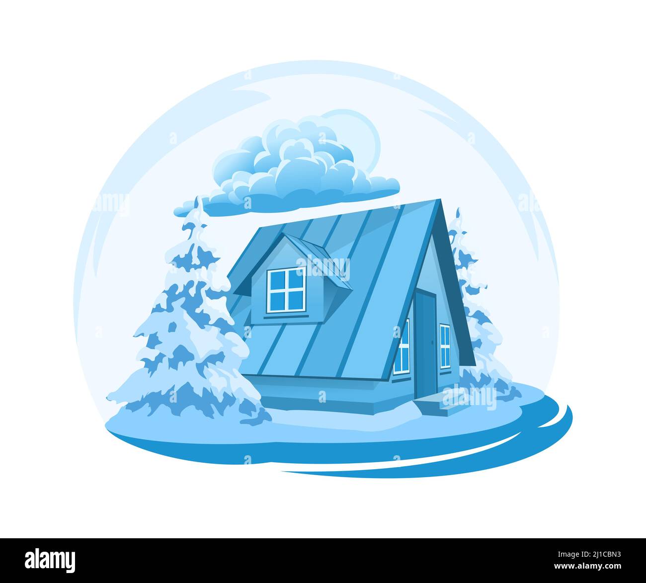 Winter landscape. House surrounded by trees Stock Vector Image & Art ...