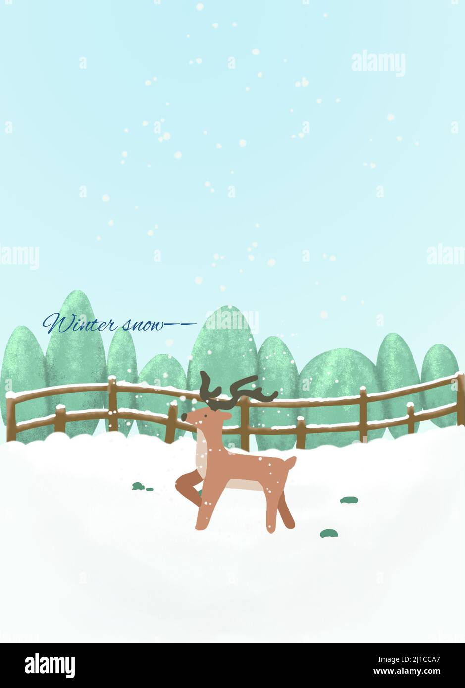 A vertical illustration of the beautiful deer with the forest in the ...