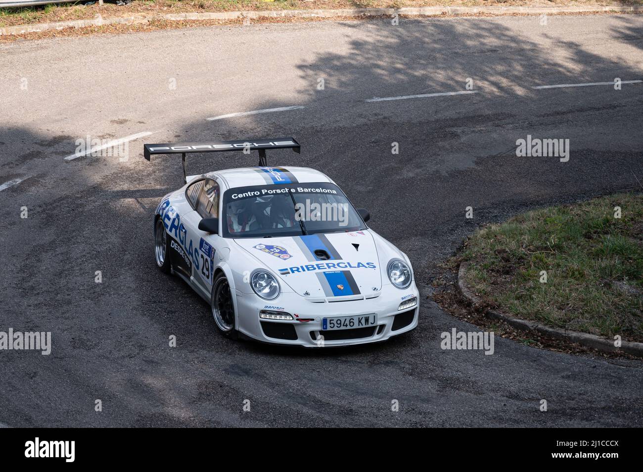 A Porsche 997 GT3 during competition at the Asphalt Rally 9 Lloret de ...