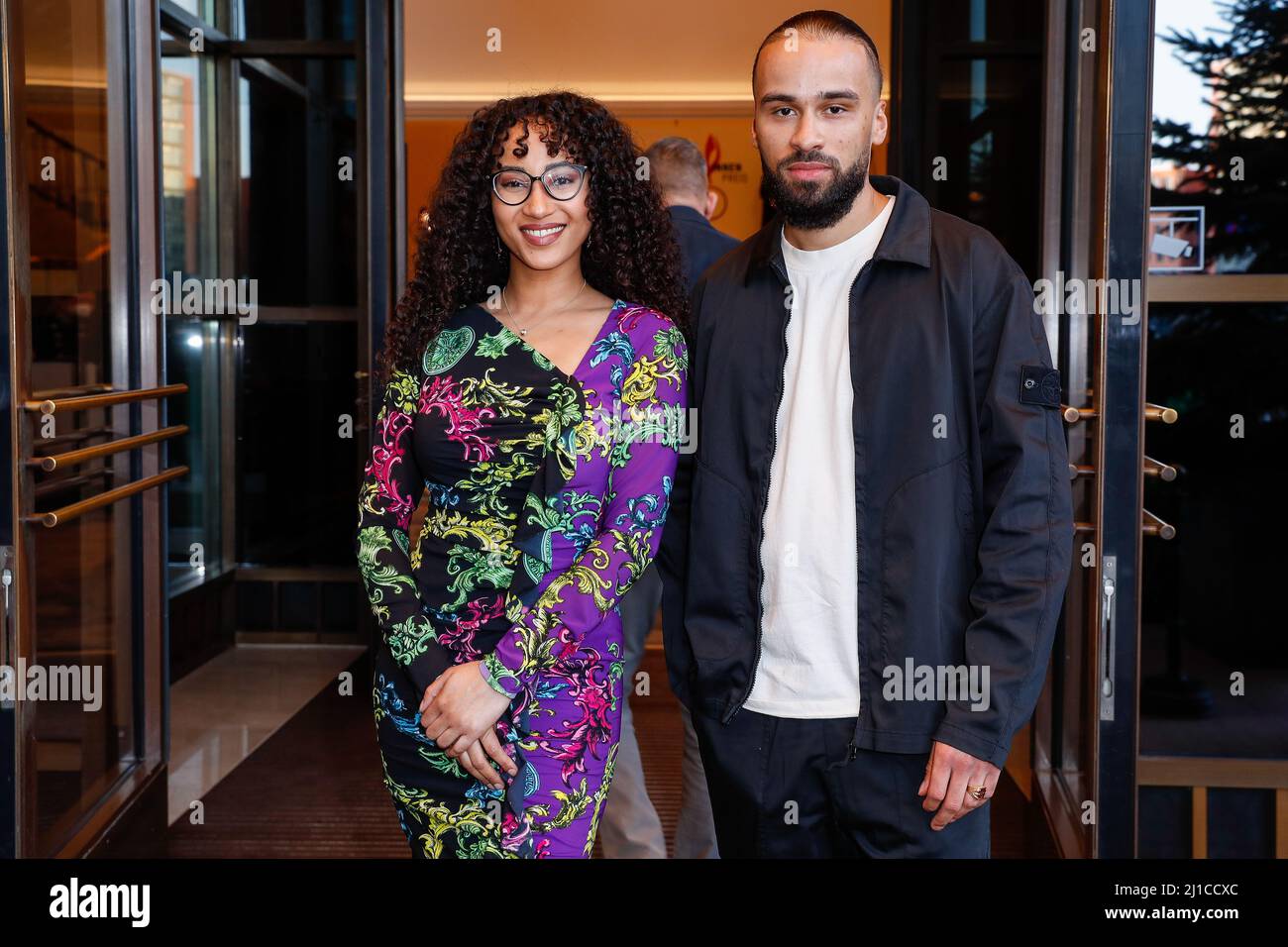 Berlin, Germany. 24th Mar, 2022. Producer team Suena and Lucry arrive at the 13th German Music Authors Award ceremony at the Ritz-Carlton Hotel. Credit: Gerald Matzka/dpa/Alamy Live News Stock Photo