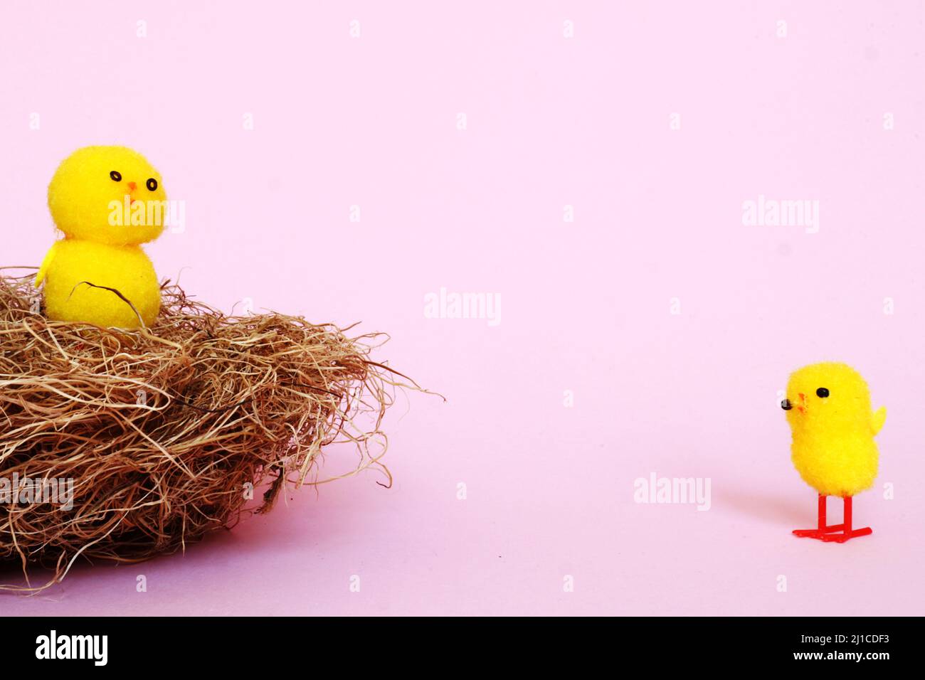 Easter composition on a light pink background with a space for your text or design Stock Photo