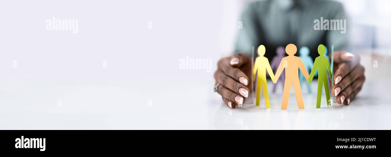Diversity And Inclusion. Business Employment Leadership. People Silhouettes Stock Photo