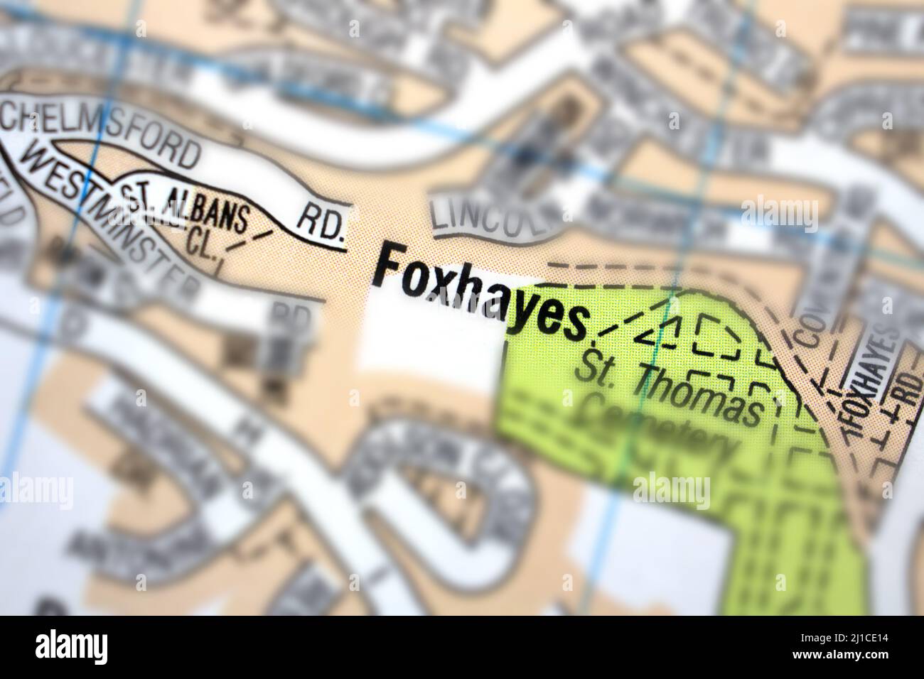 Foxhayes district - Exeter City, Devon, United Kingdom colour atlas map town plan and name Stock Photo