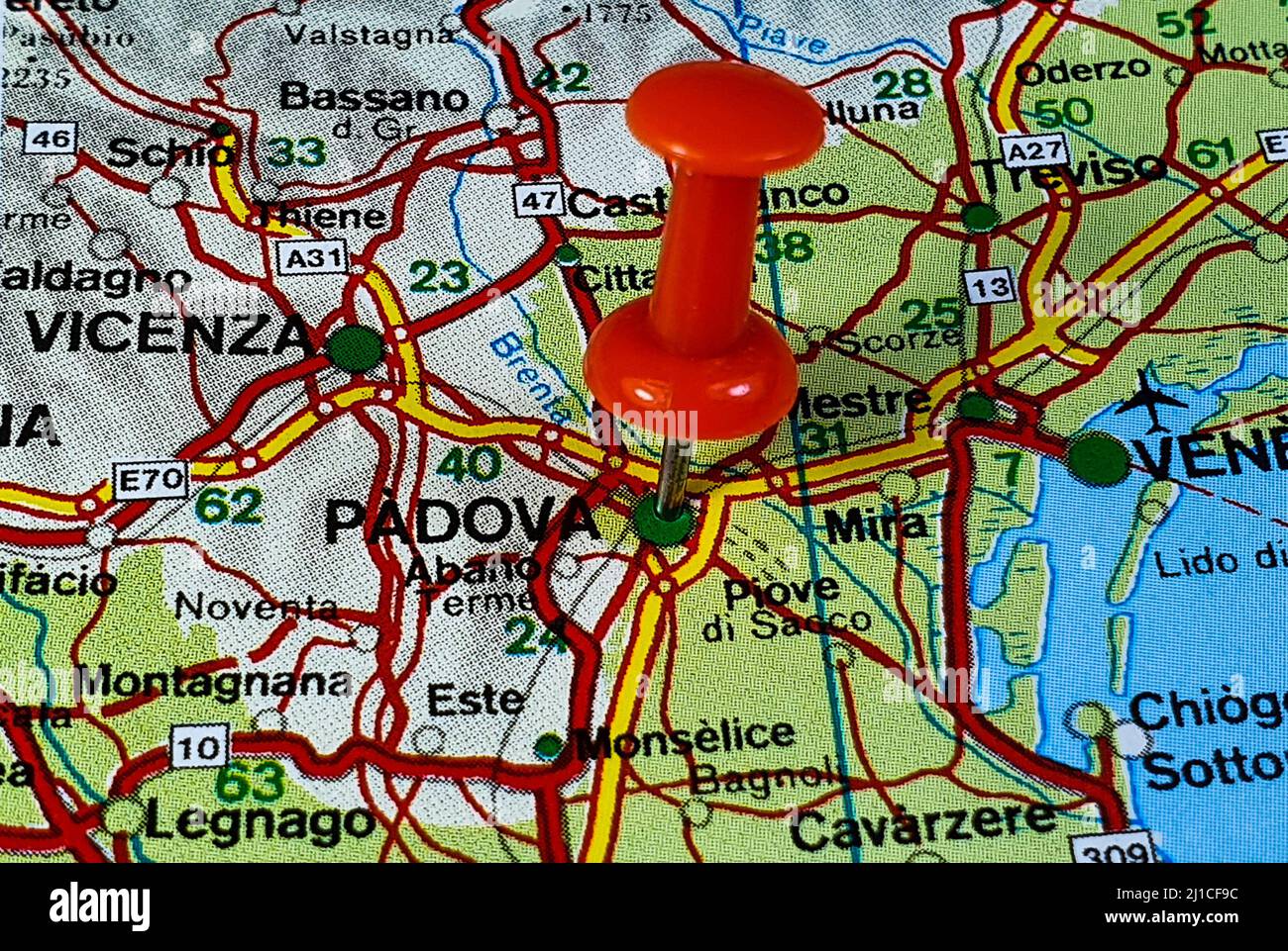 The location of the Padova city - The Location Of The Padova City In Italy On The Map 2J1CF9C