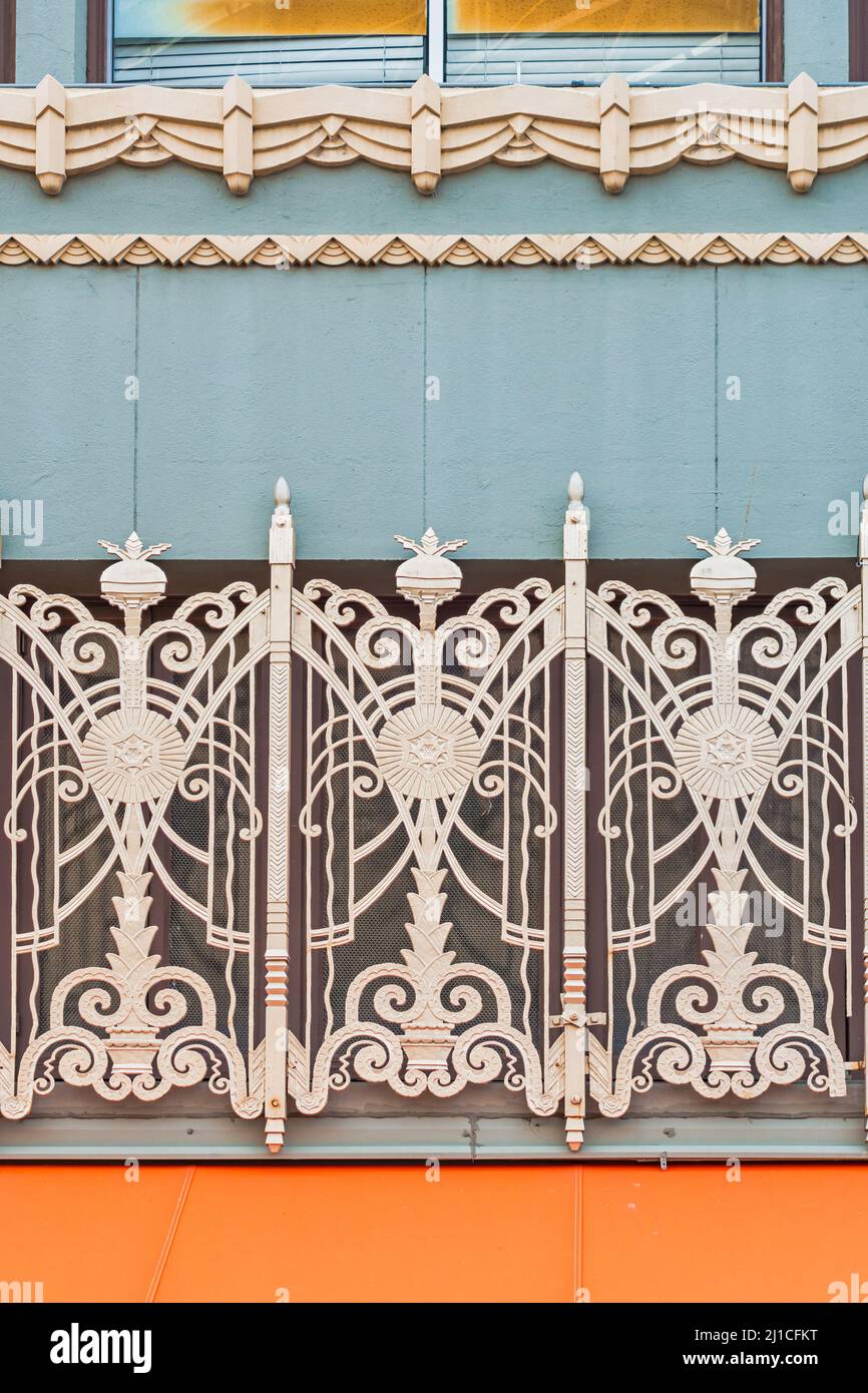 Art Deco window bar detail in Hollywood, Los Angeles, California, USA