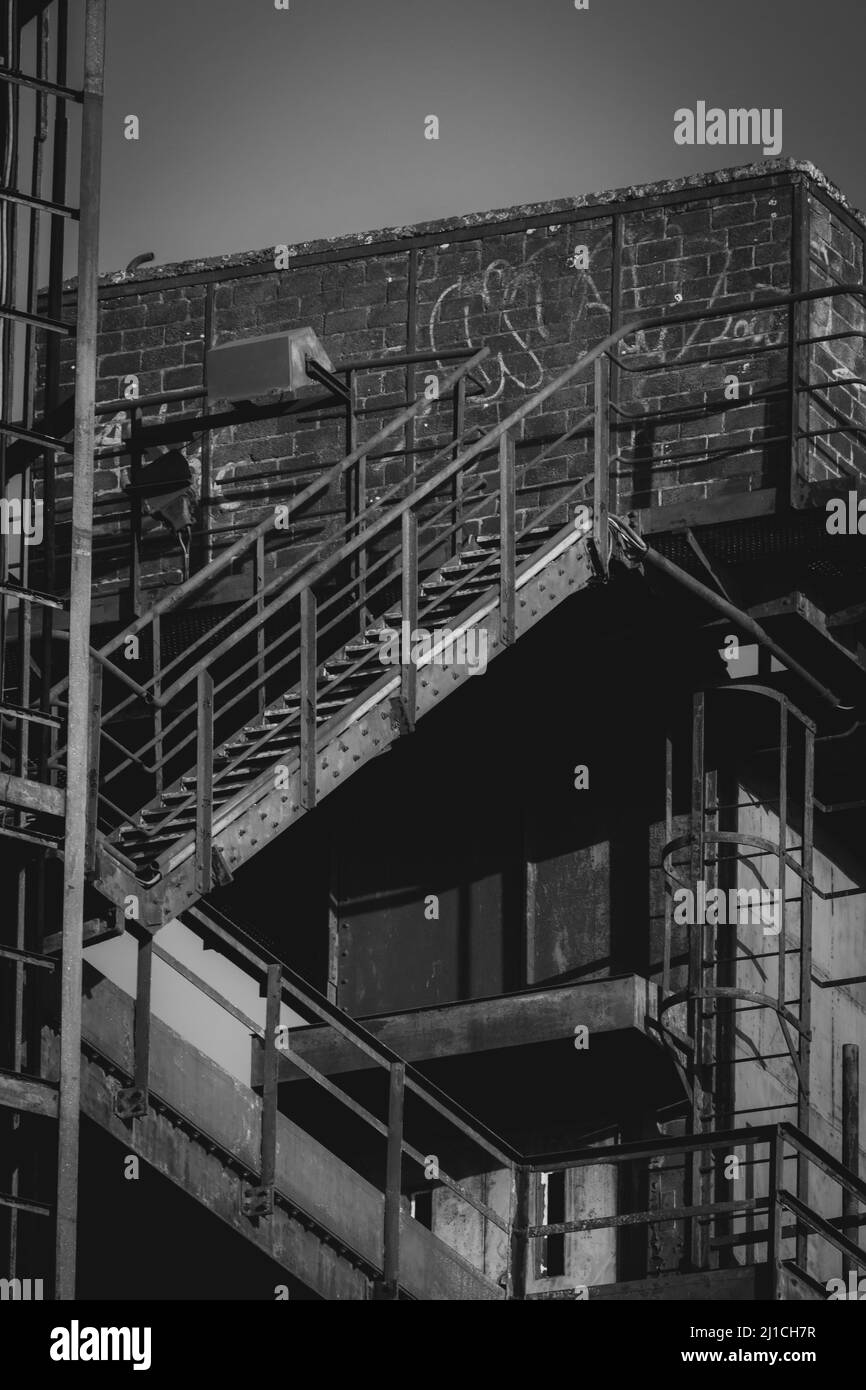 Countless staircases exist in this steelworks on the Phoenix West site in Dortmund, Germany Stock Photo