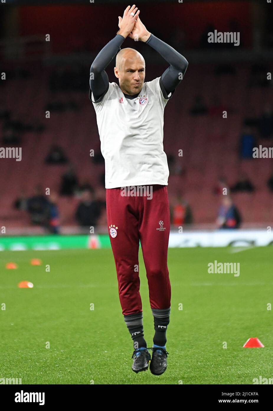 LONDON, ENGLAND - MARCH 7, 2017: Arjen Robben of Bayern pictured prior to the second leg of the UEFA Champions League Round of 16 game between Arsenal FC and Bayern Munchen at Emirates Stadium. Copyright: Cosmin Iftode/Picstaff Stock Photo