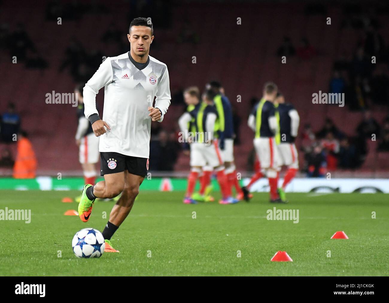 LONDON, ENGLAND - MARCH 7, 2017: Thiago Alcantara of Bayern pictured prior to the second leg of the UEFA Champions League Round of 16 game between Arsenal FC and Bayern Munchen at Emirates Stadium. Copyright: Cosmin Iftode/Picstaff Stock Photo
