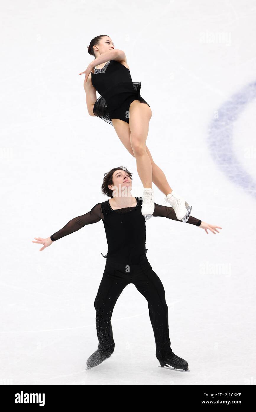 Dorota BRODA & Pedro BETEGON MARTIN (ESP), during Pairs Free Skating, at the ISU World Figure Skating Championships 2022 at Sud de France Arena, on March 24, 2022 in Montpellier Occitanie, France. Credit: Raniero Corbelletti/AFLO/Alamy Live News Stock Photo