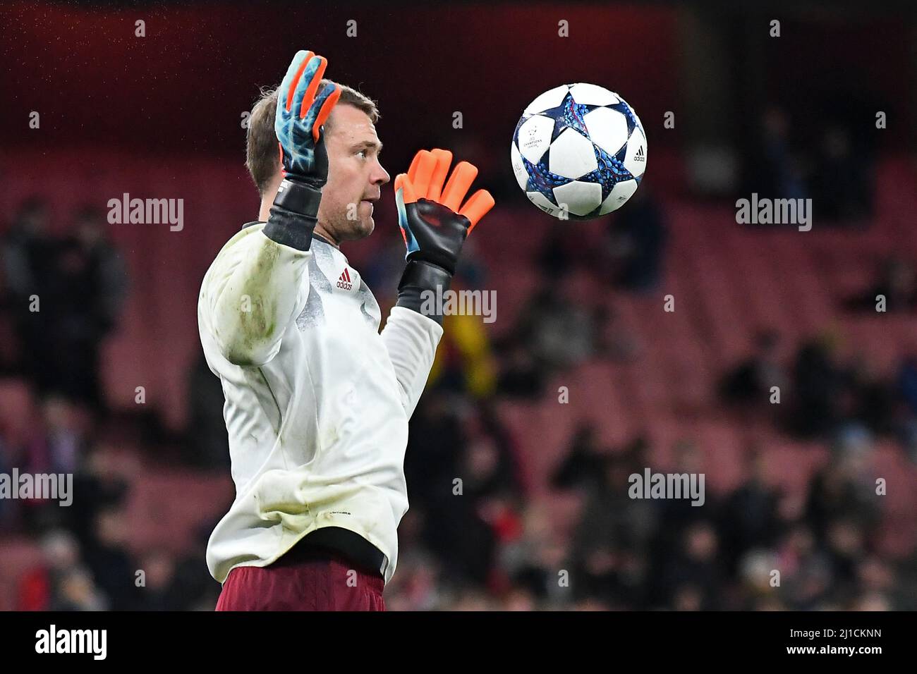LONDON, ENGLAND - MARCH 7, 2017: Manuel Neuer of Bayern pictured prior to the second leg of the UEFA Champions League Round of 16 game between Arsenal FC and Bayern Munchen at Emirates Stadium. Copyright: Cosmin Iftode/Picstaff Stock Photo