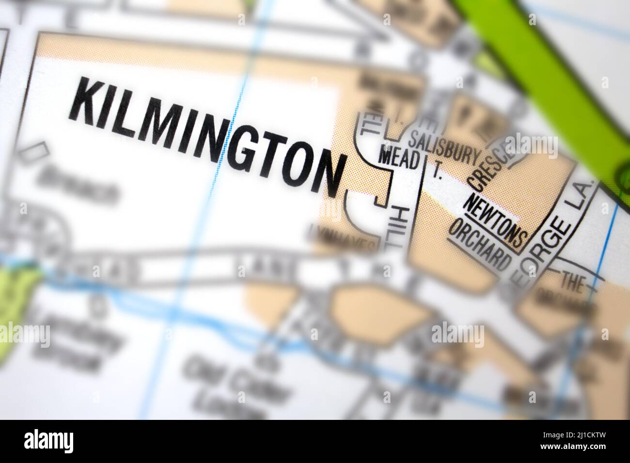 Kilmington village Devon, United Kingdom colour atlas map town plan