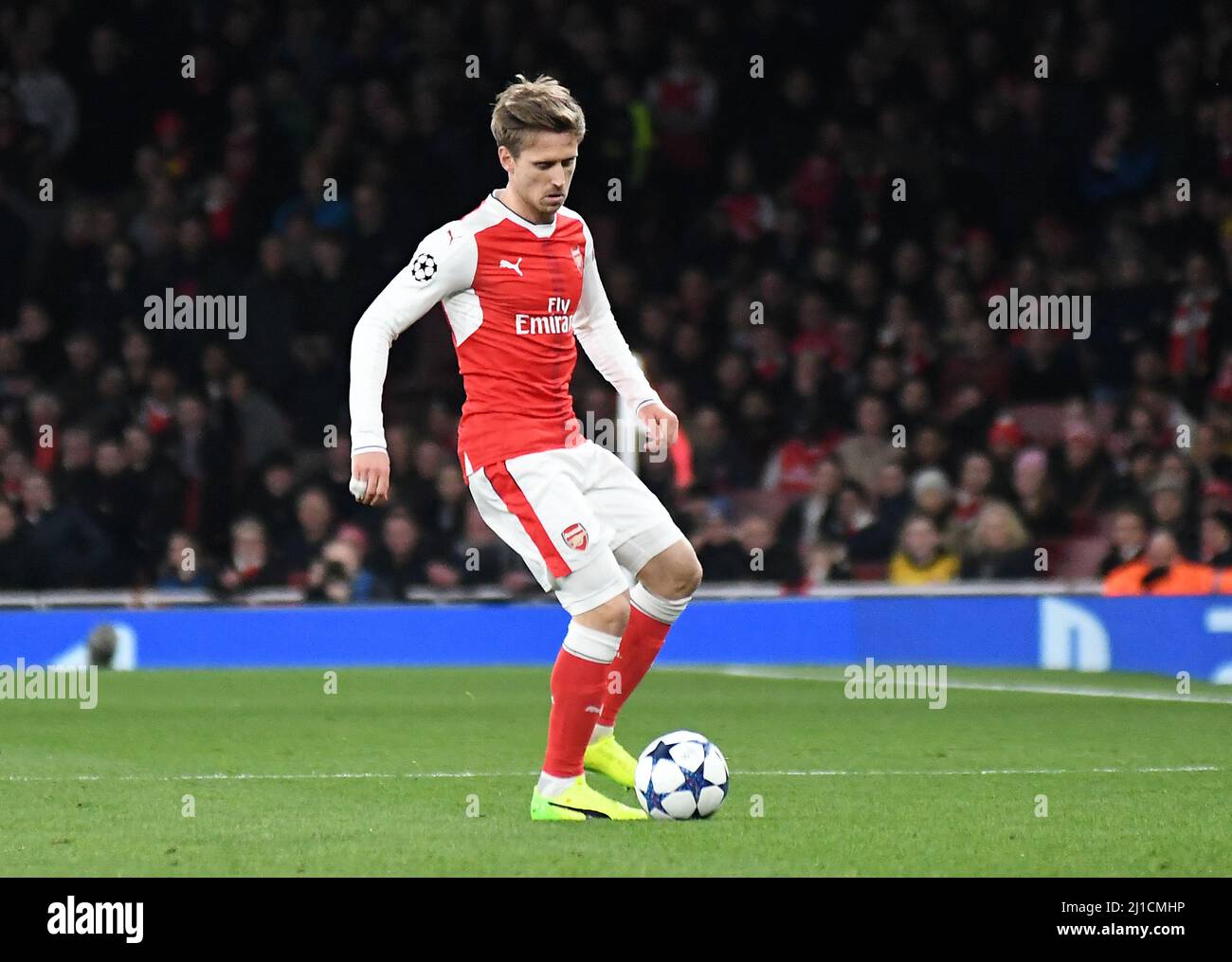 LONDON, ENGLAND - MARCH 7, 2017: Nacho Monreal of Arsenal pictured in action during the second leg of the UEFA Champions League Round of 16 game between Arsenal FC and Bayern Munchen at Emirates Stadium. Copyright: Cosmin Iftode/Picstaff Stock Photo