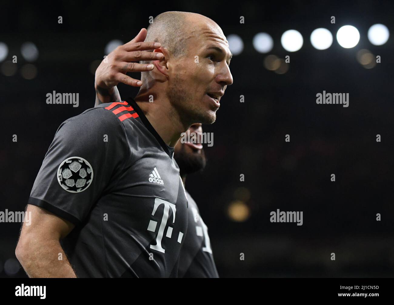 LONDON, ENGLAND - MARCH 7, 2017: Arjen Robben of Bayern celebrates after he scored a goal during the second leg of the UEFA Champions League Round of 16 game between Arsenal FC and Bayern Munchen at Emirates Stadium. Copyright: Cosmin Iftode/Picstaff Stock Photo