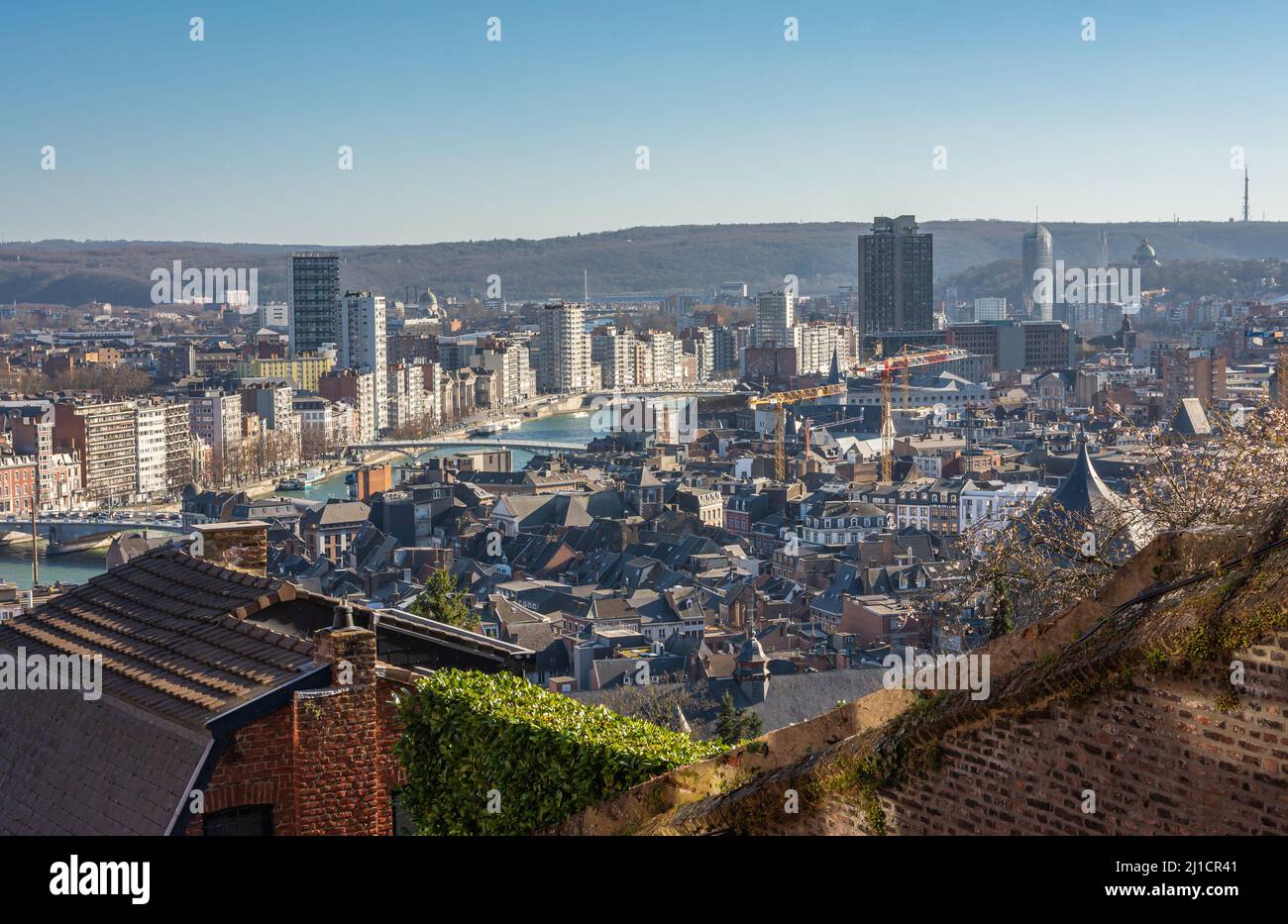View of Liege from the top of the famous Montagne De Bueren stairway Stock Photo