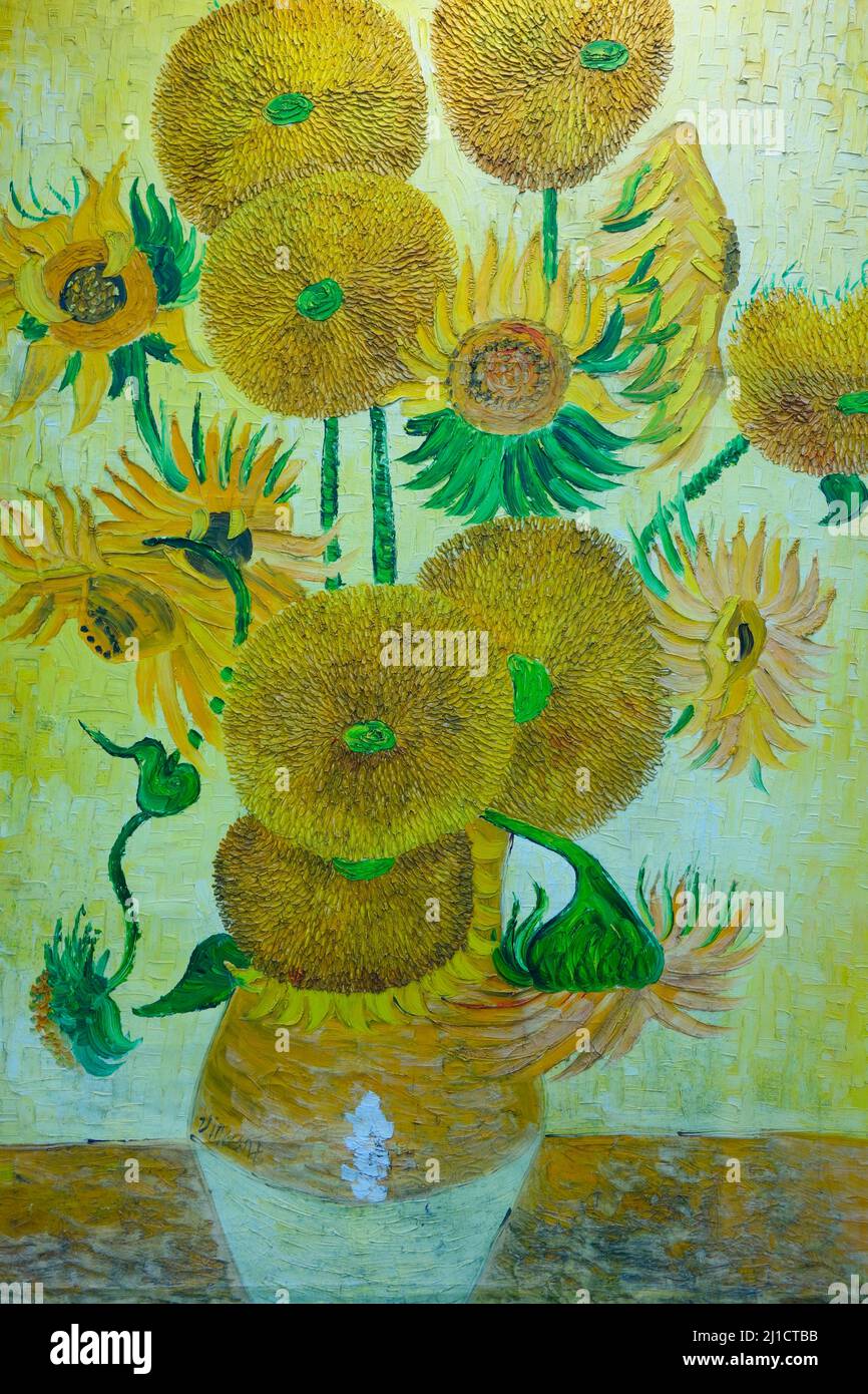 Sunflowers 1889, Vincent Van Gogh 18531890, Van Gogh Museum, Amsterdam, Netherlands Stock Photo