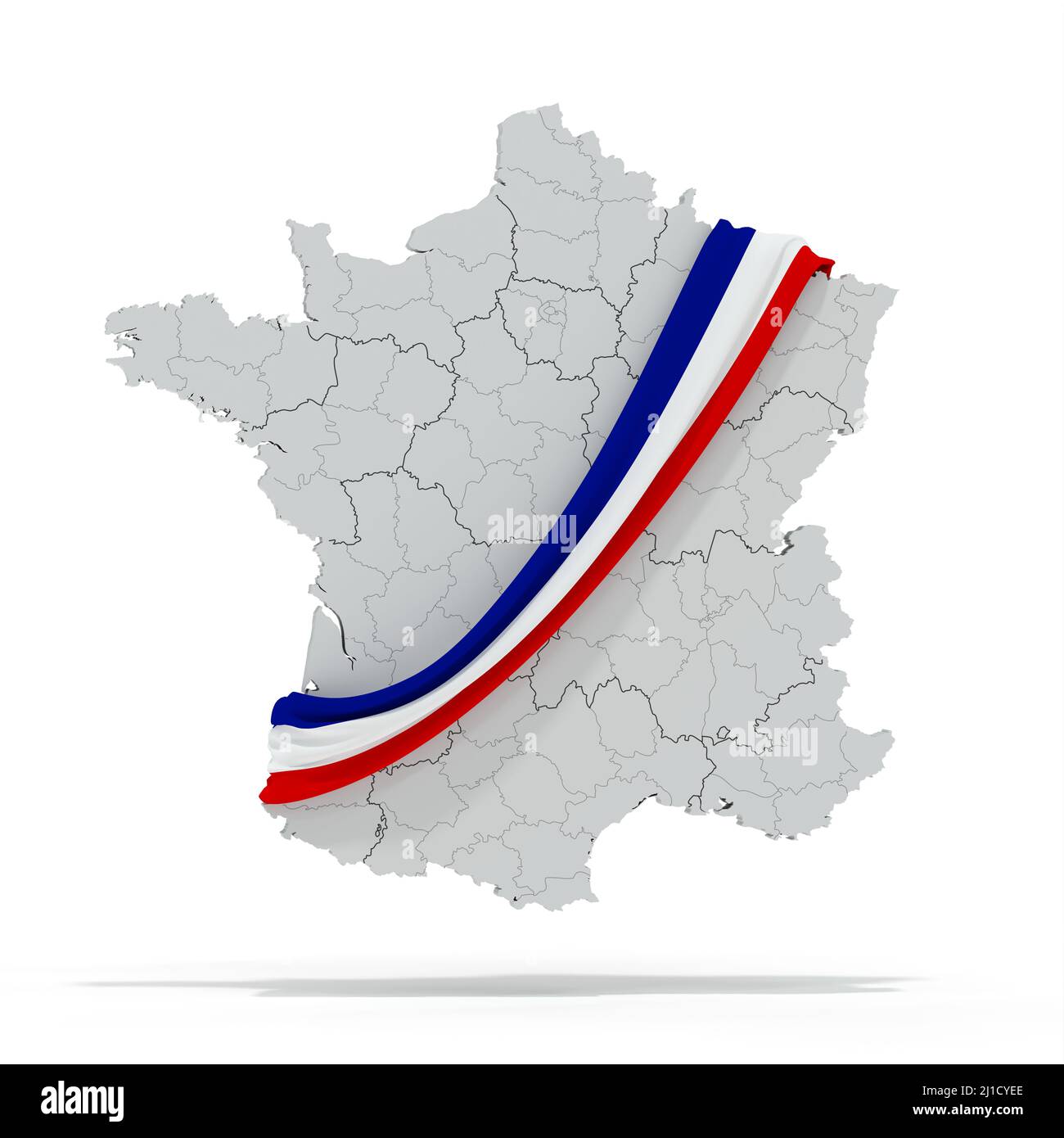 France map with tricolor scarf - political election - 3D rendering Stock Photo