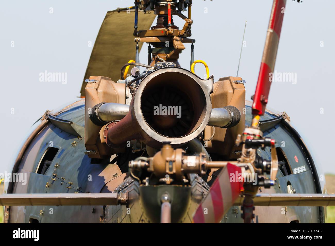 Military Helicopter Engine Rear View Close-up Stock Photo