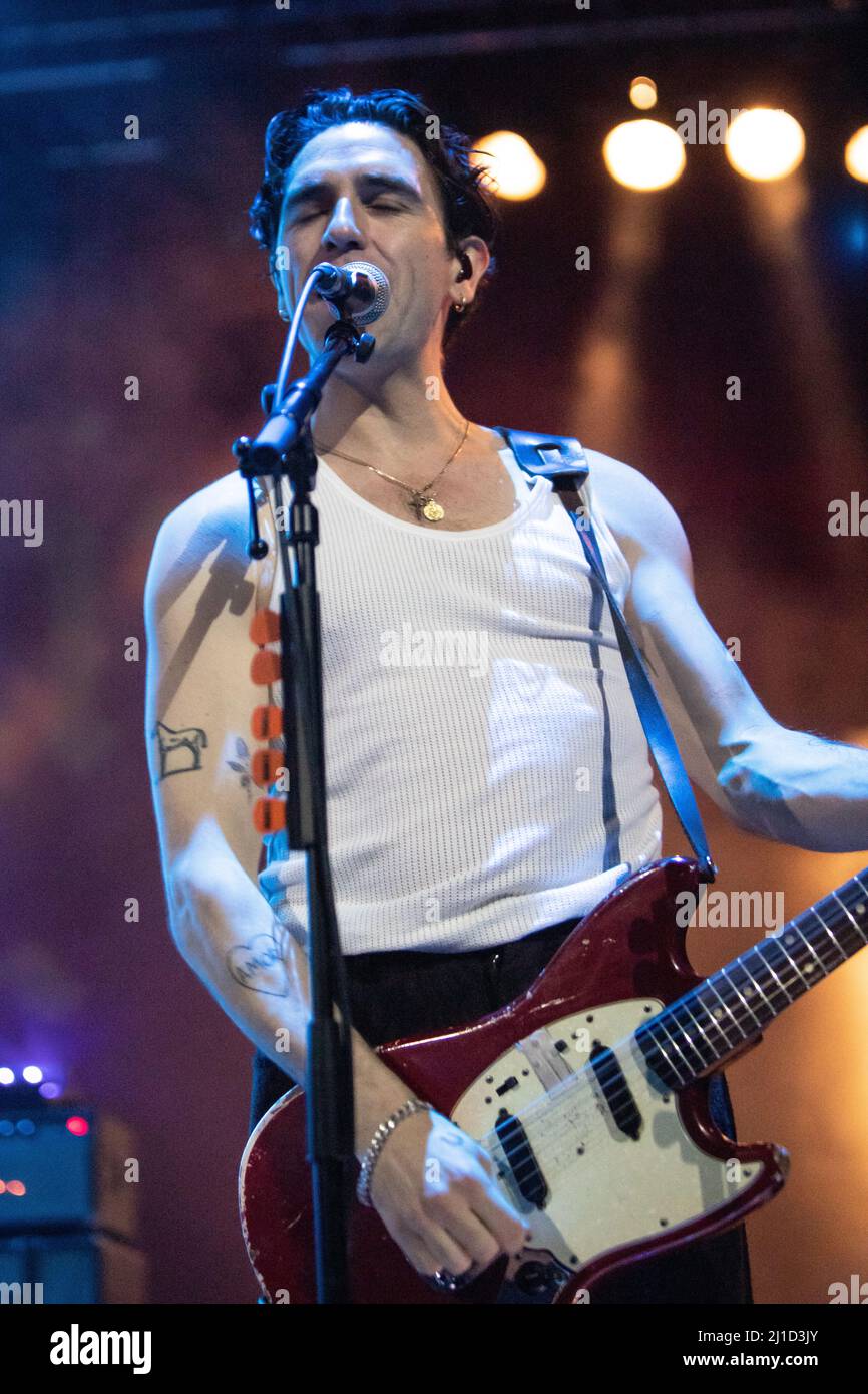 Milan Italy. 23 March 2022. The Irish post-punk band FONTAINES D.C. performs live on stage at Alcatraz during the "Skinty Fia Tour". Stock Photo