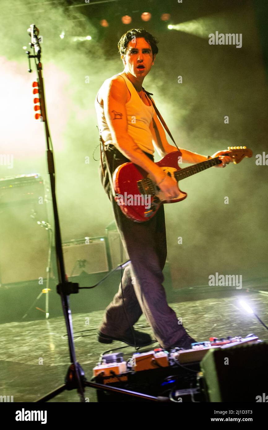Milan Italy. 23 March 2022. The Irish post-punk band FONTAINES D.C. performs live on stage at Alcatraz during the "Skinty Fia Tour". Stock Photo