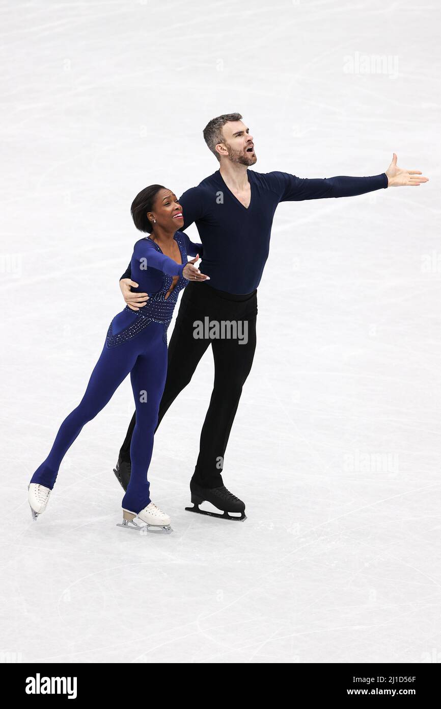 Vanessa James Eric Radford Can During Pairs Free Skating At The Isu World Figure Skating Championships 22 At Sud De France Arena On March 24 22 In Montpellier Occitanie France Credit