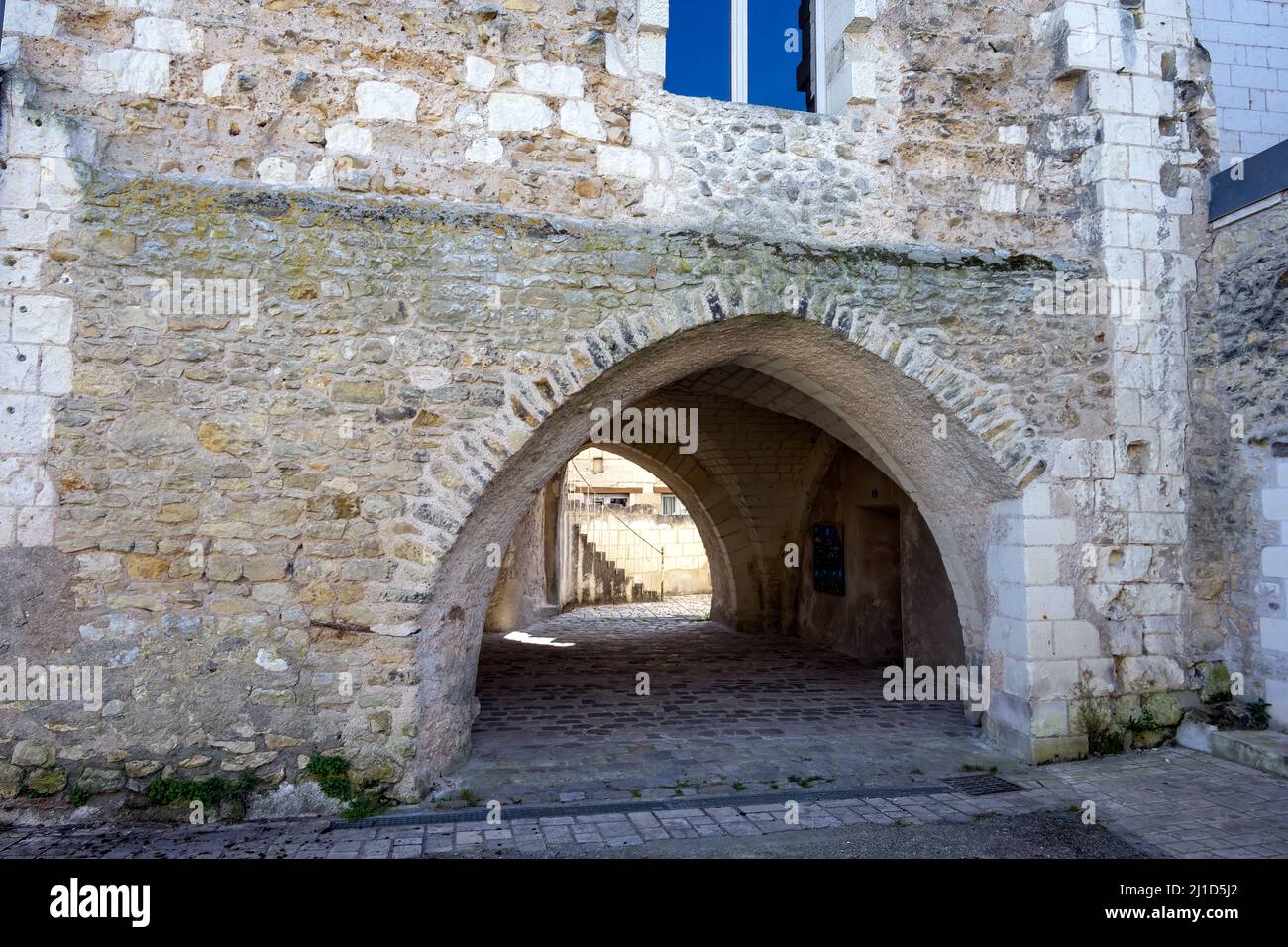 Maison des templiers (templars' house) in Beaulieu les Loches, medieval building, Touraine, France Stock Photo