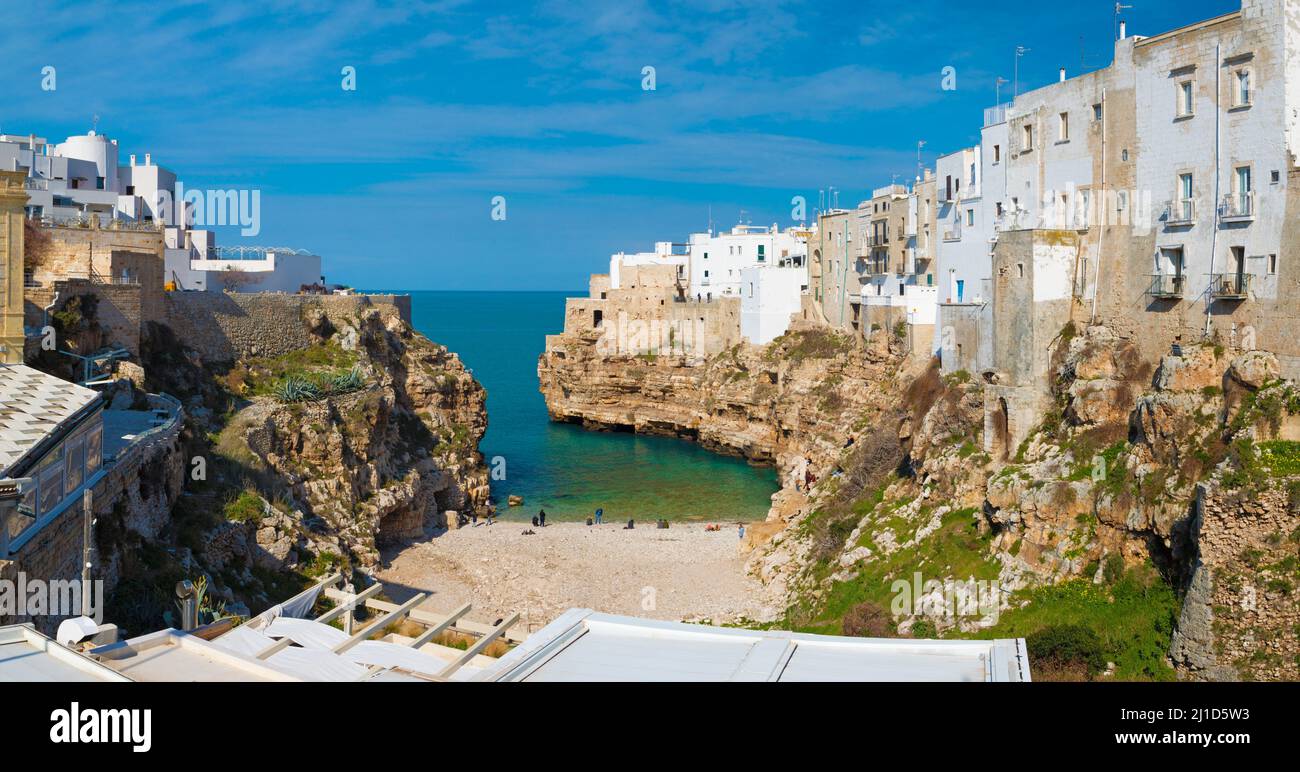 Polignano a Mare - The town over the clifs. Stock Photo
