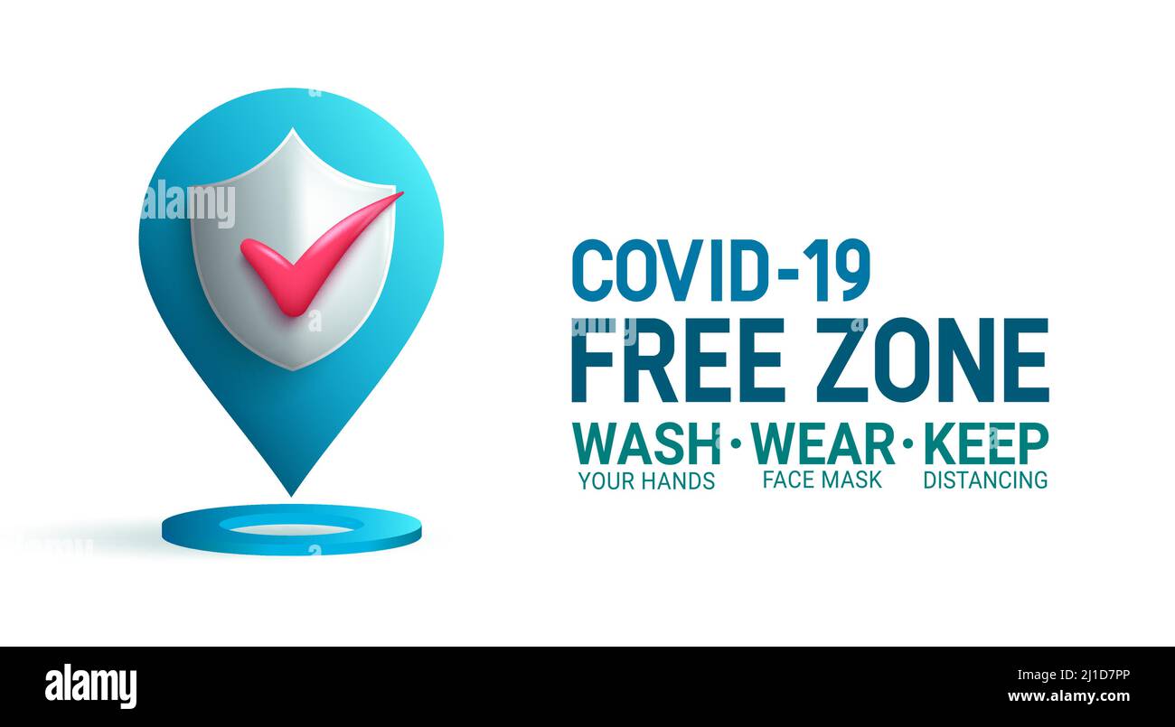 Covid19 free vector banner design. Covid free zone text with safe