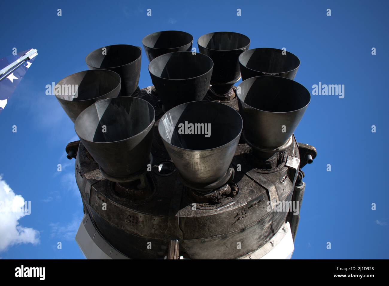 Exhaust nozzles of SpaceX Falcon on display at NASA's Space Center