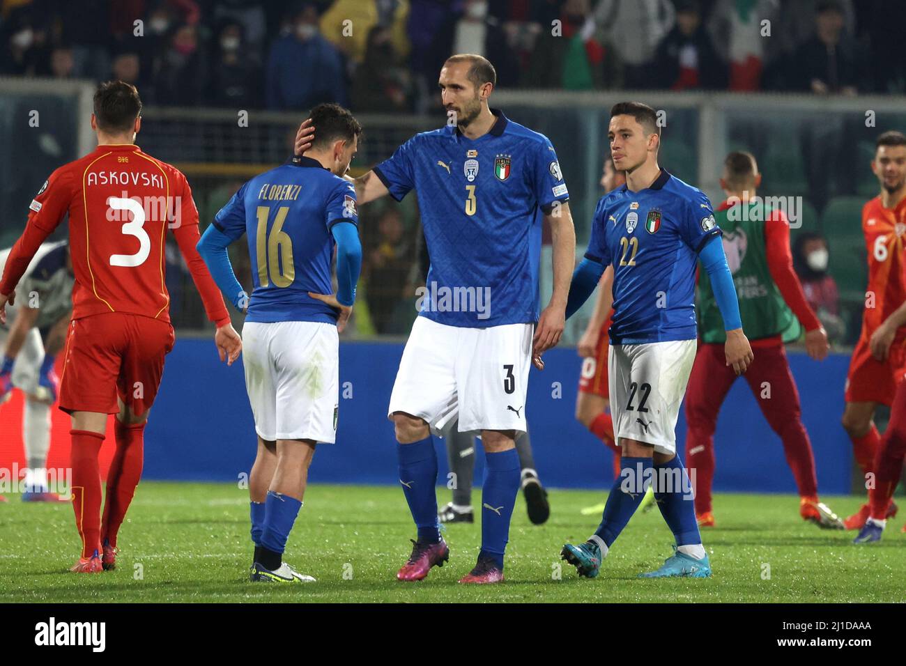 Palermo, Sicilia, Italy. 24th Mar, 2022. Palermo 24/03/2022, during the football match valid for qualifying for the Qatar 2022 World Cup, between the national teams of Italy and North Macedonia at the Renzo Barbera stadium in Palermo .In picture:. Giorgio Chiellini. (Credit Image: © Fabio Sasso/ZUMA Press Wire) Stock Photo