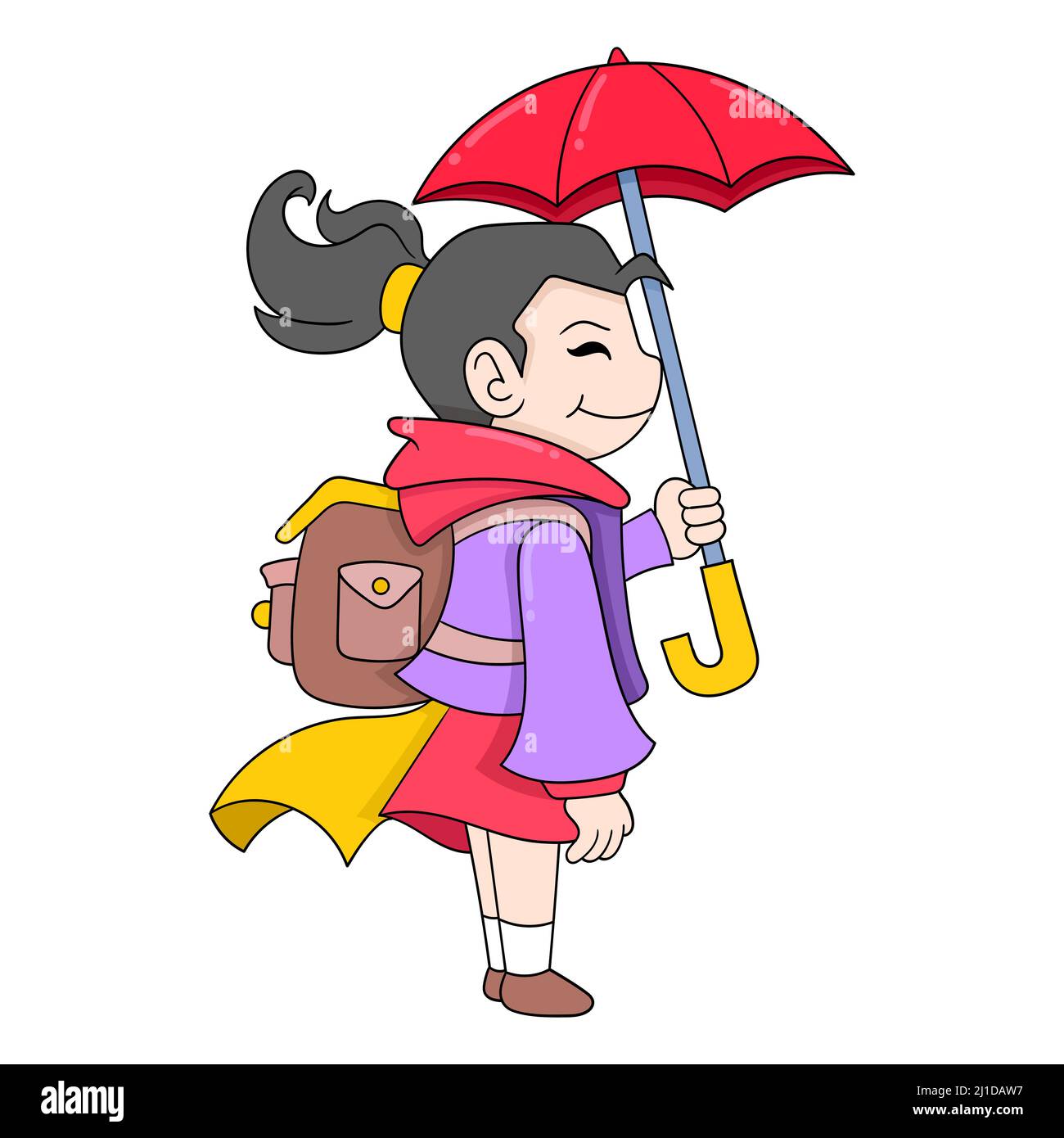 cute girl holding umbrella happy Stock Vector Image & Art - Alamy