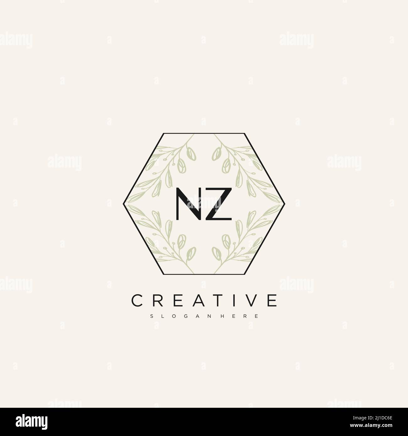 NZ Initial Letter Flower Logo Template Vector premium vector Stock Vector