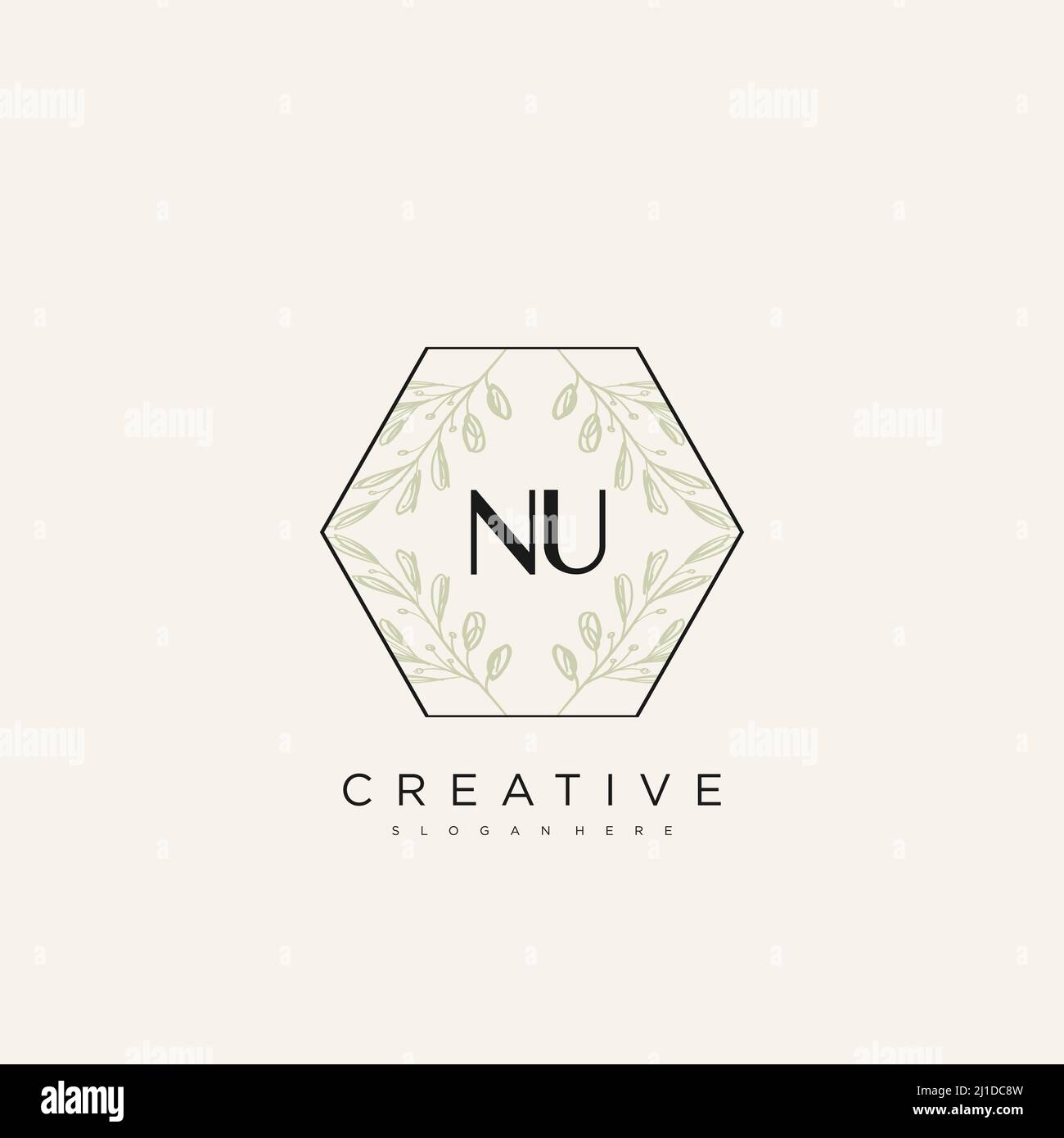 NU Initial Letter Flower Logo Template Vector premium vector Stock Vector
