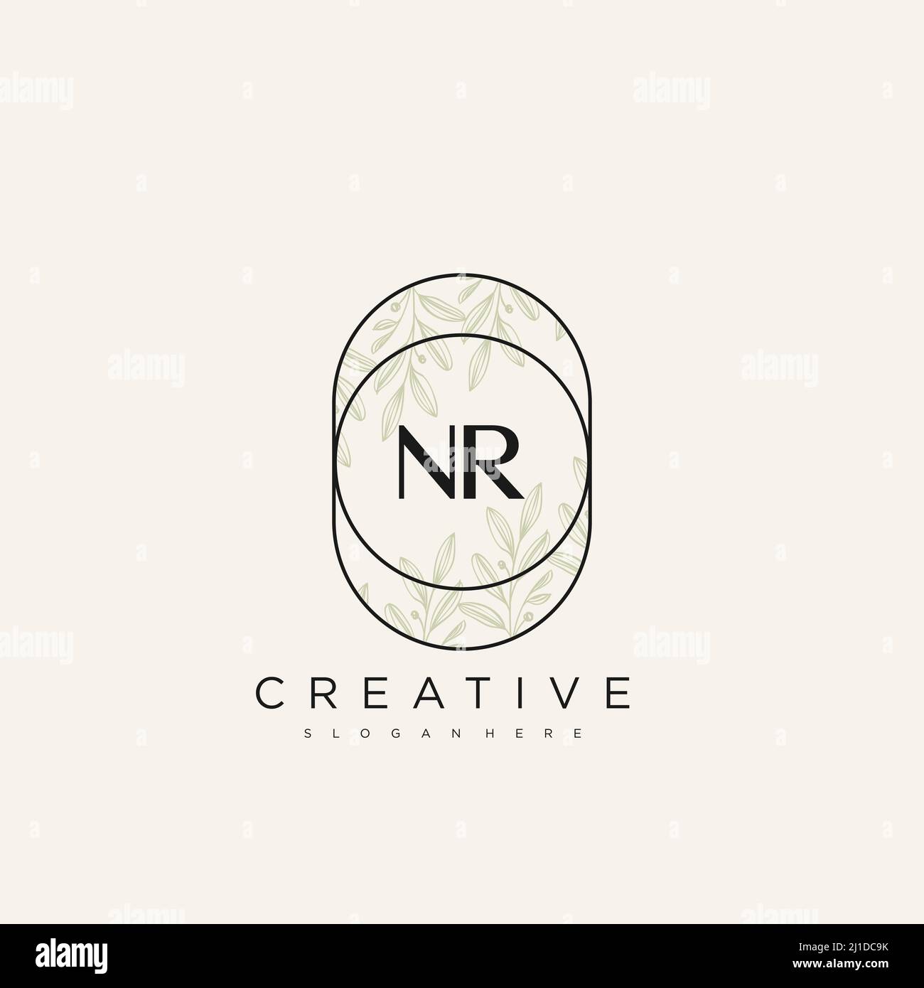 NR Initial Letter Flower Logo Template Vector premium vector Stock Vector