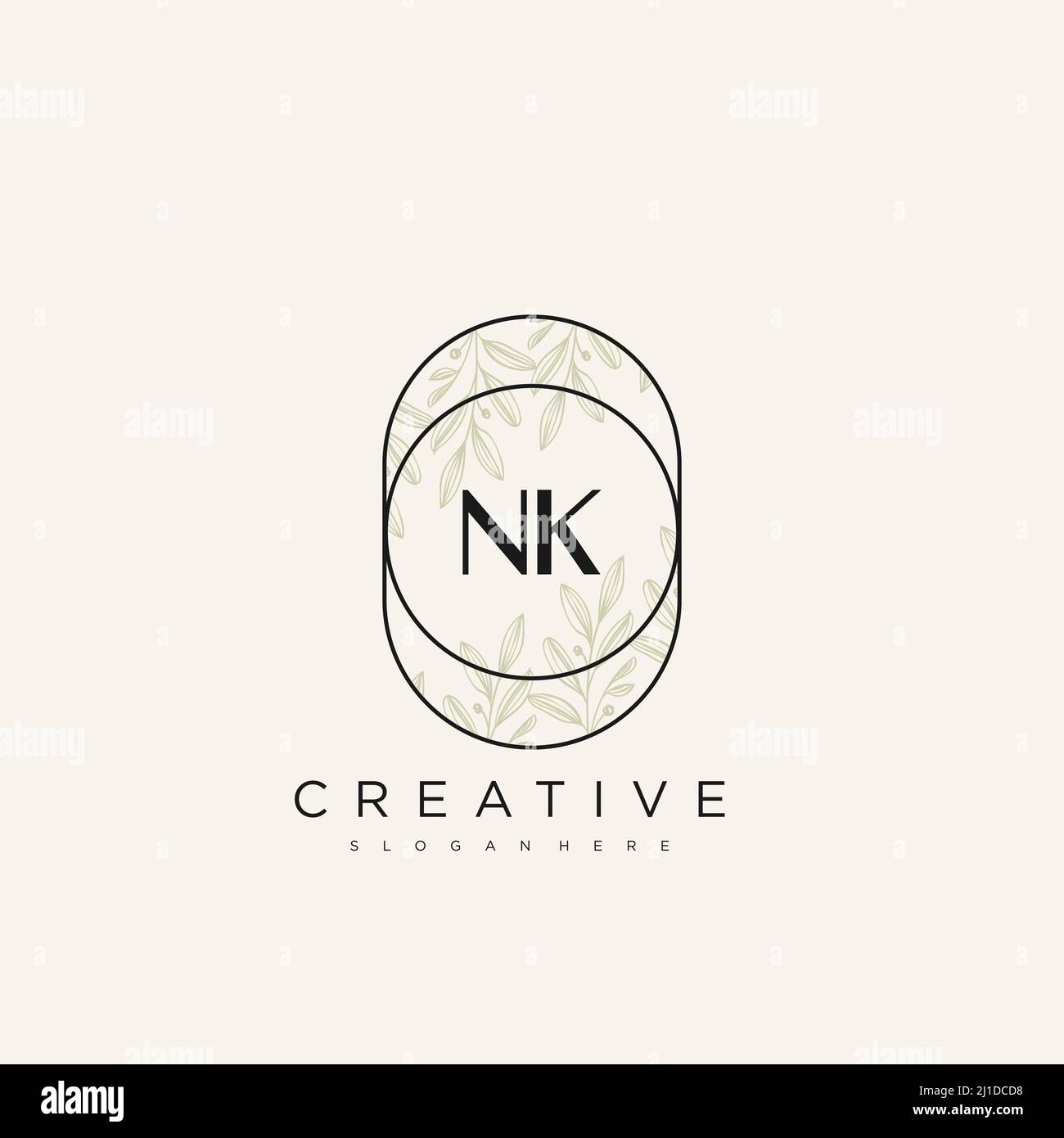 NK Initial Letter Flower Logo Template Vector premium vector Stock Vector