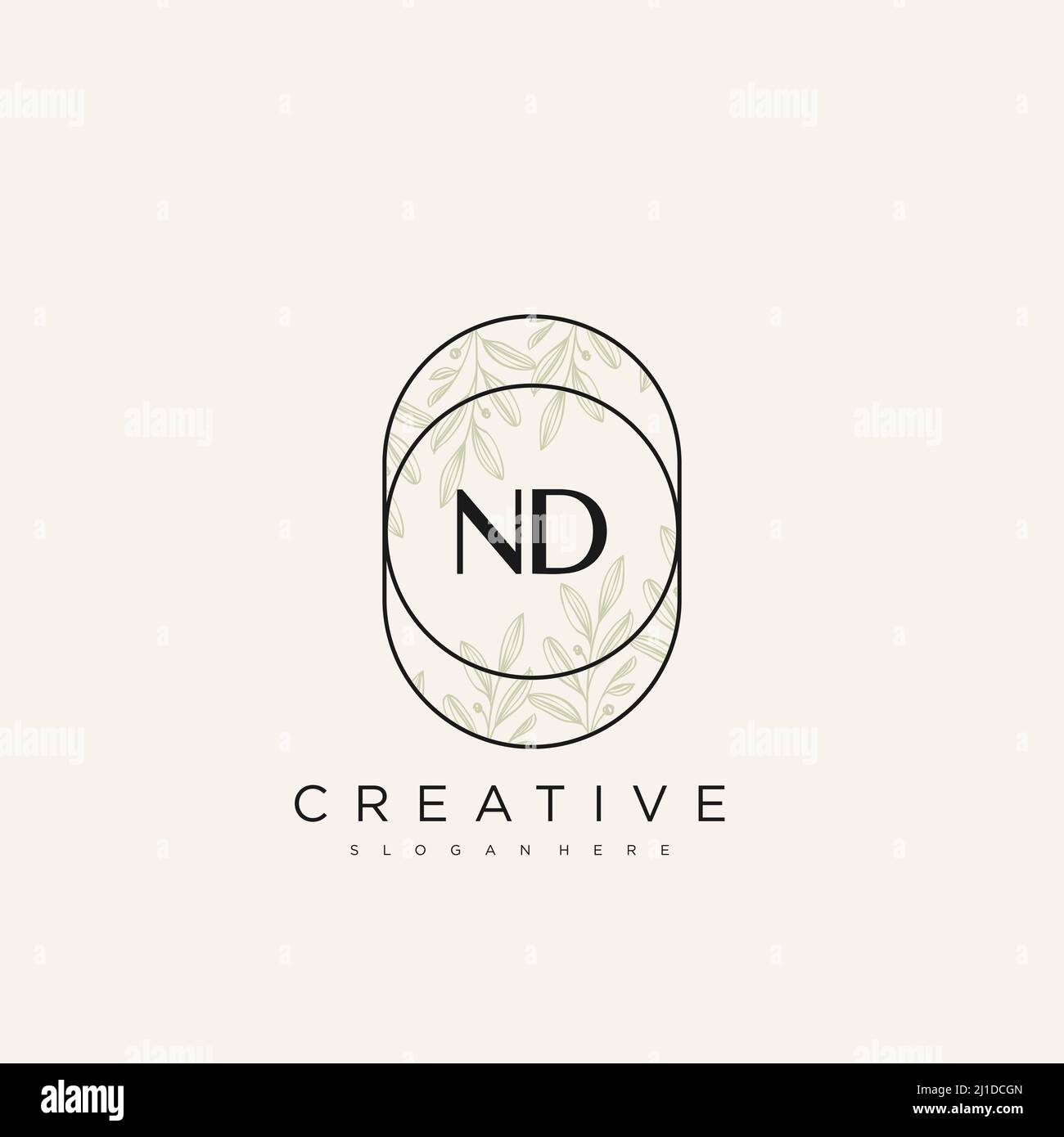 ND Initial Letter Flower Logo Template Vector premium vector Stock Vector