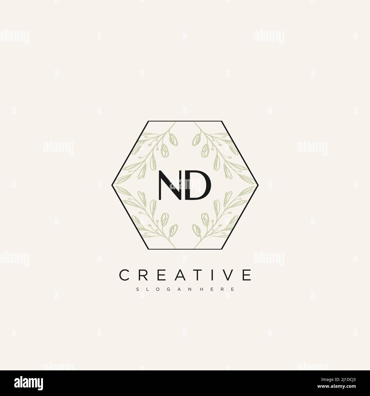 ND Initial Letter Flower Logo Template Vector premium vector Stock Vector