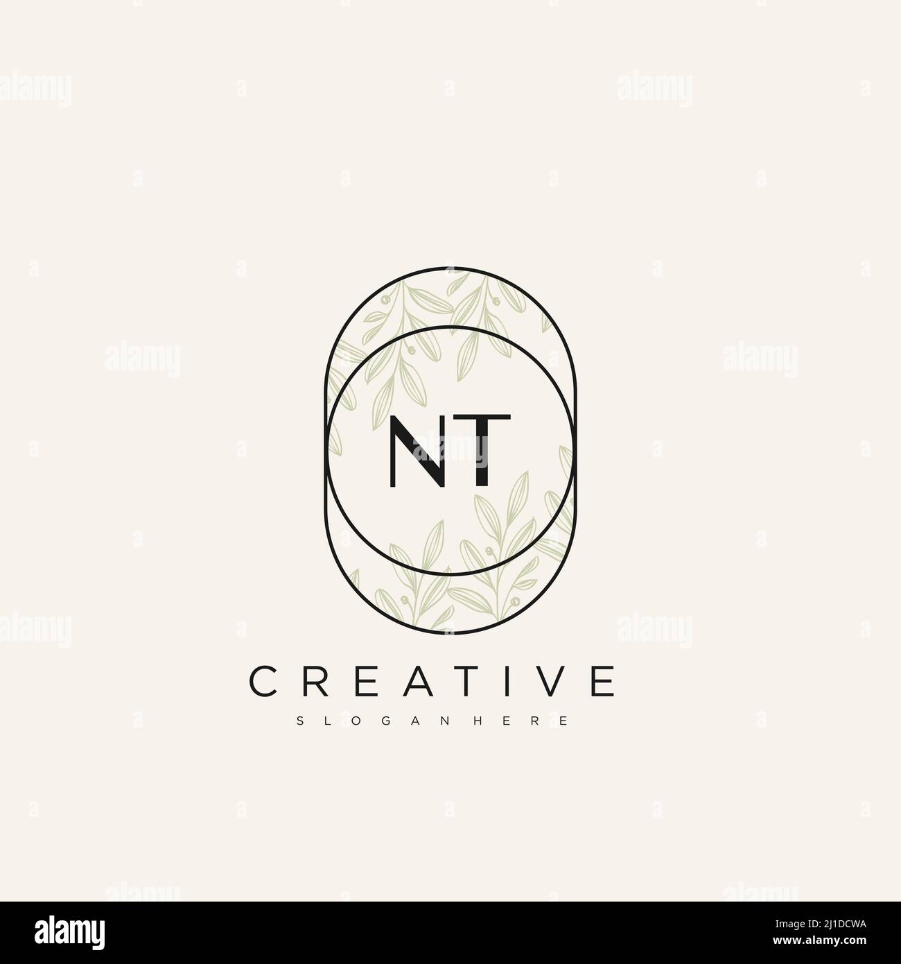 NT Initial Letter Flower Logo Template Vector premium vector Stock Vector
