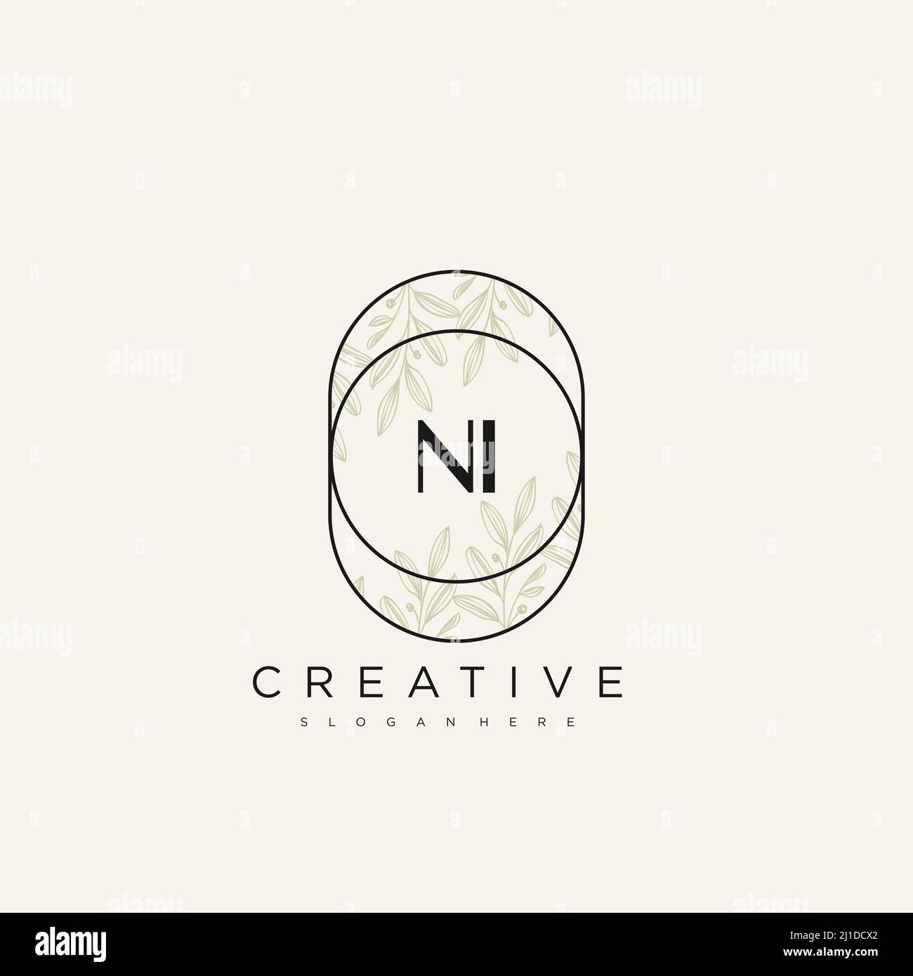 NI Initial Letter Flower Logo Template Vector premium vector Stock Vector