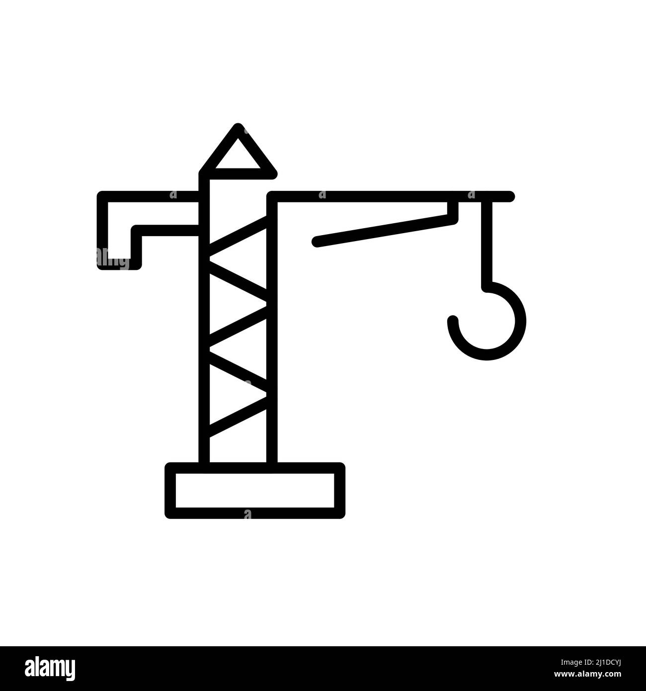 Construction crane for lifting and lowering cargo. Pixel perfect, editable stroke icon Stock Vector