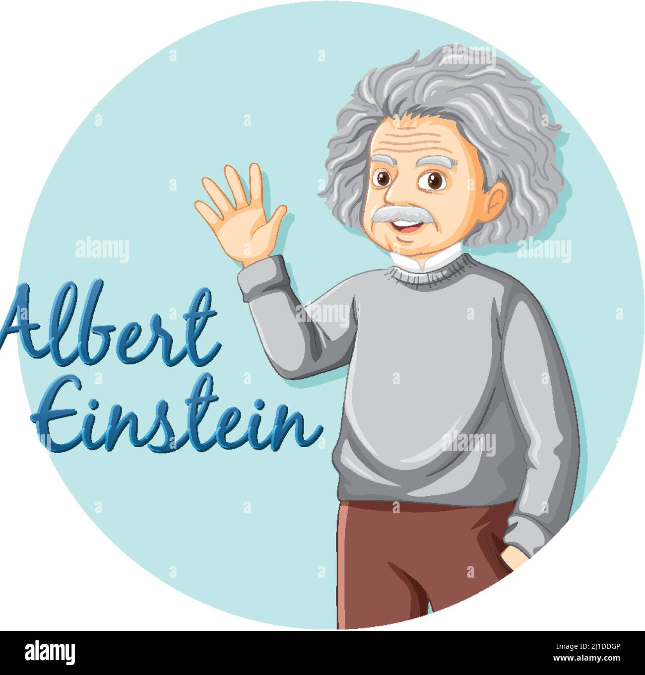 Portrait of Albert Einstein in cartoon style illustration Stock Vector