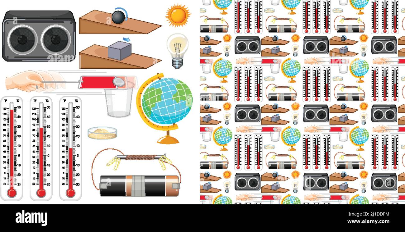 Seamless background with science equipments illustration Stock Vector ...