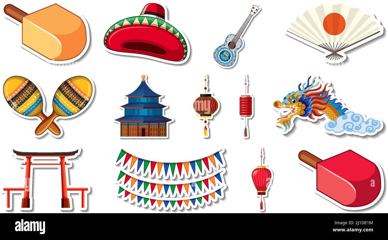 Set of different traditional objects illustration Stock Vector Image ...