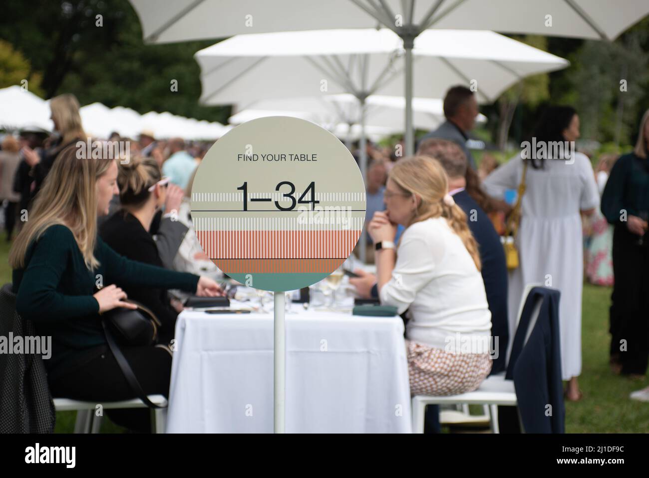 Melbourne, Australia. 25th March 2022. The World's Longest Lunch takes place in Treasury Gardens as part of Melbourne Food and Wine Festival 2022. Credit: Jay Kogler/Alamy Live News Stock Photo
