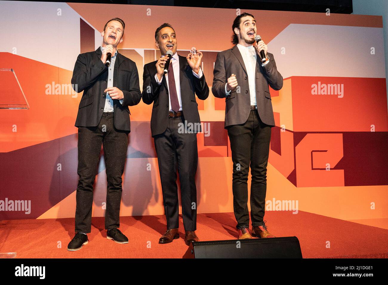 New York, USA. 24th Mar, 2022. Bobby Conte, Claybourne Elder, and Manu ...