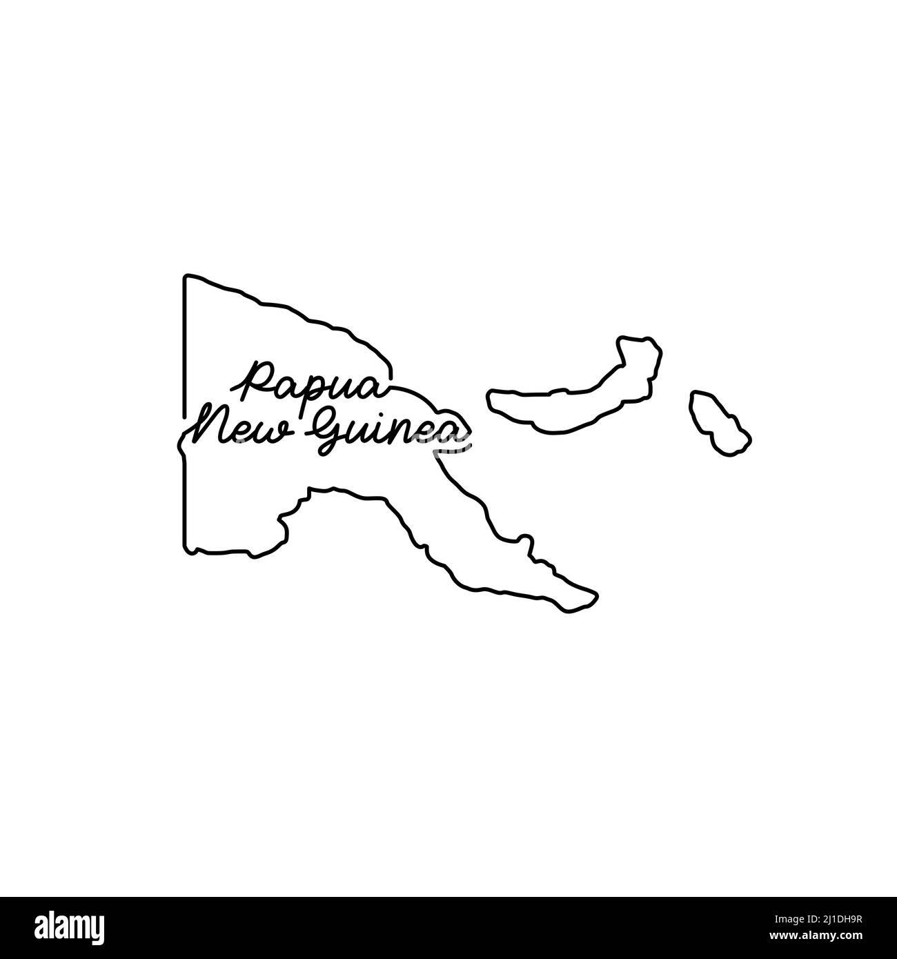 Papua New Guinea outline map with the handwritten country name. Continuous line drawing of patriotic home sign. A love for a small homeland. T-shirt p Stock Vector