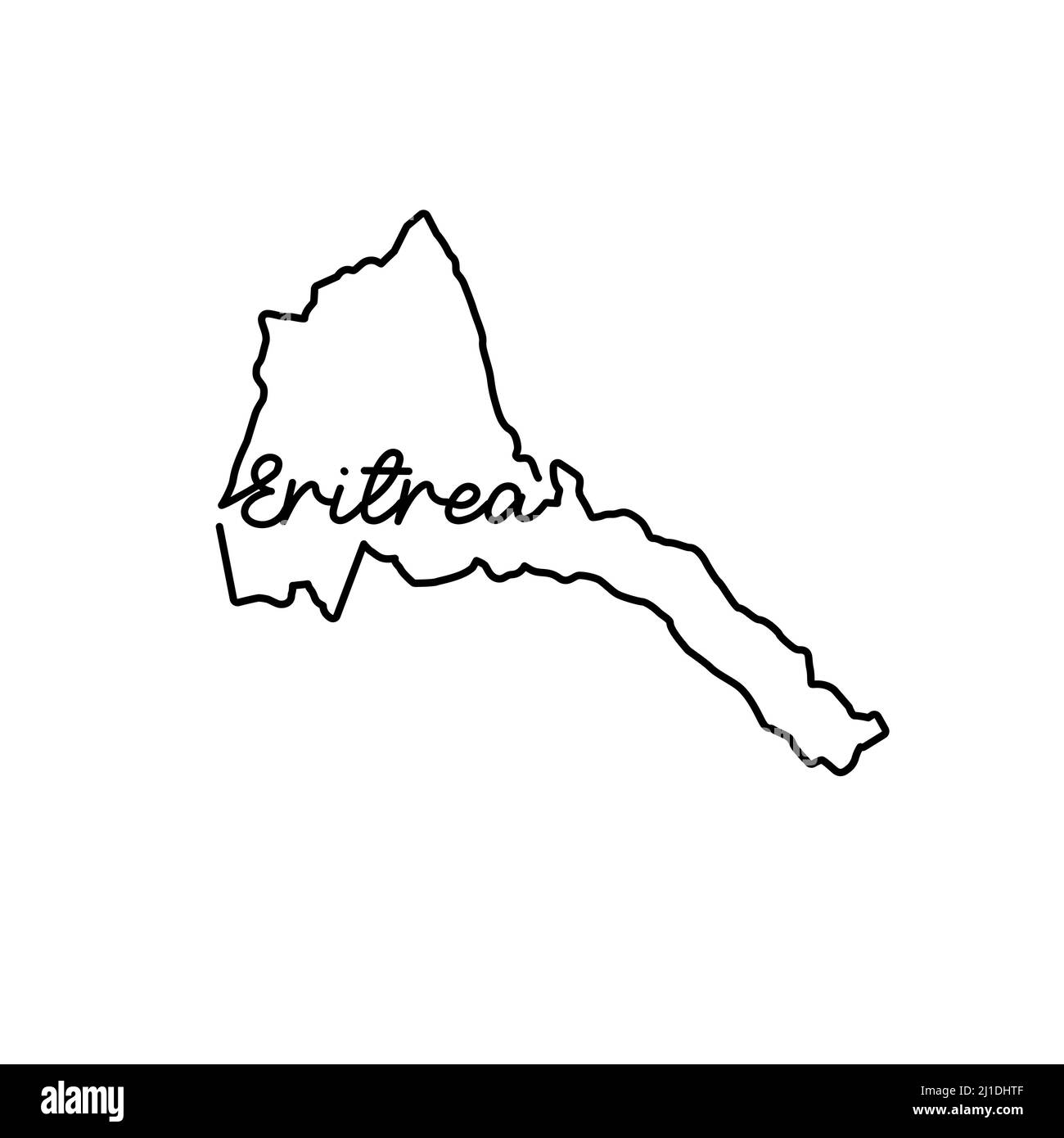 Eritrea outline map with the handwritten country name. Continuous line drawing of patriotic home sign. A love for a small homeland. T-shirt print idea Stock Vector