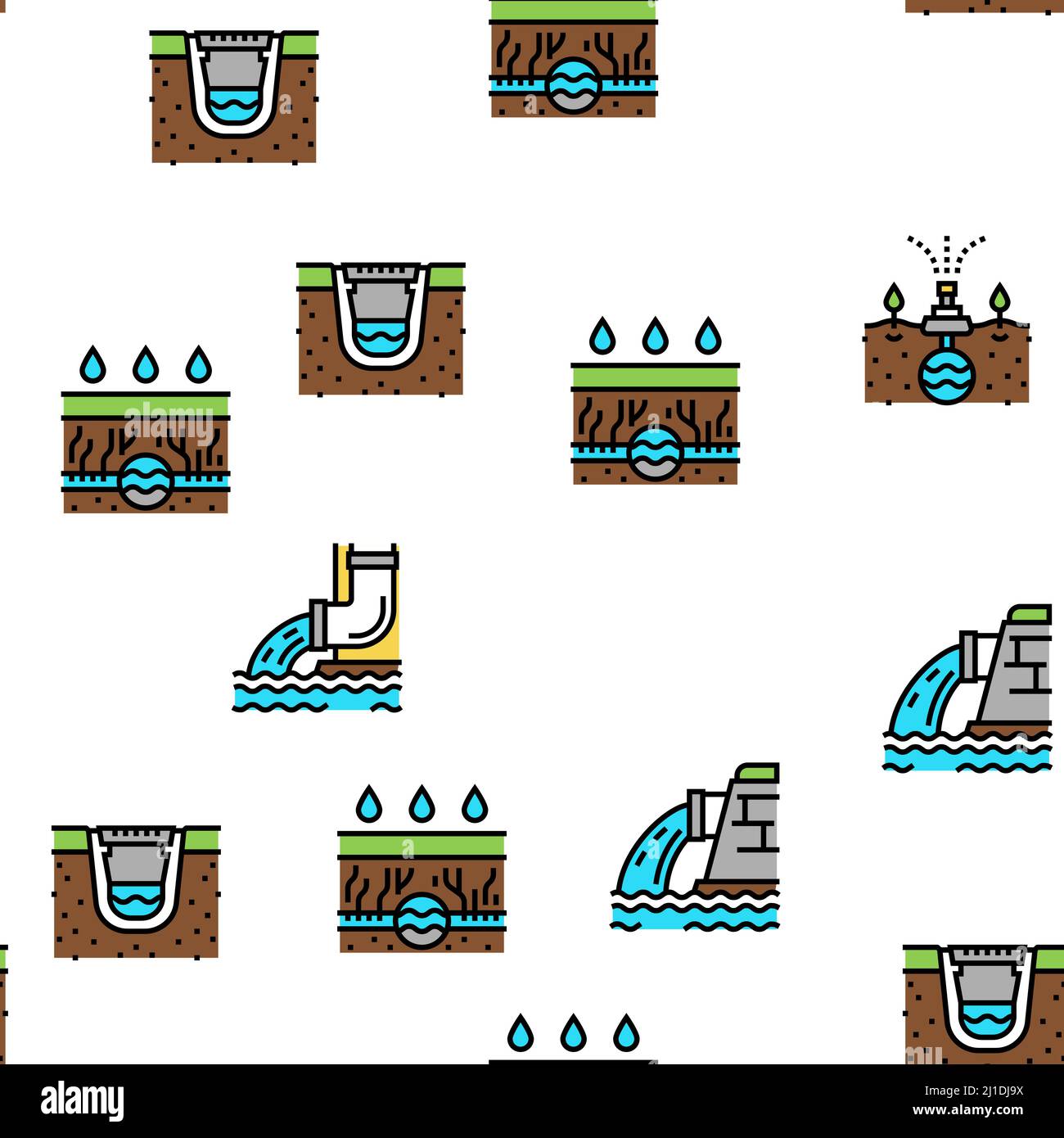 Drainage Water System Vector Seamless Pattern Stock Vector Image & Art