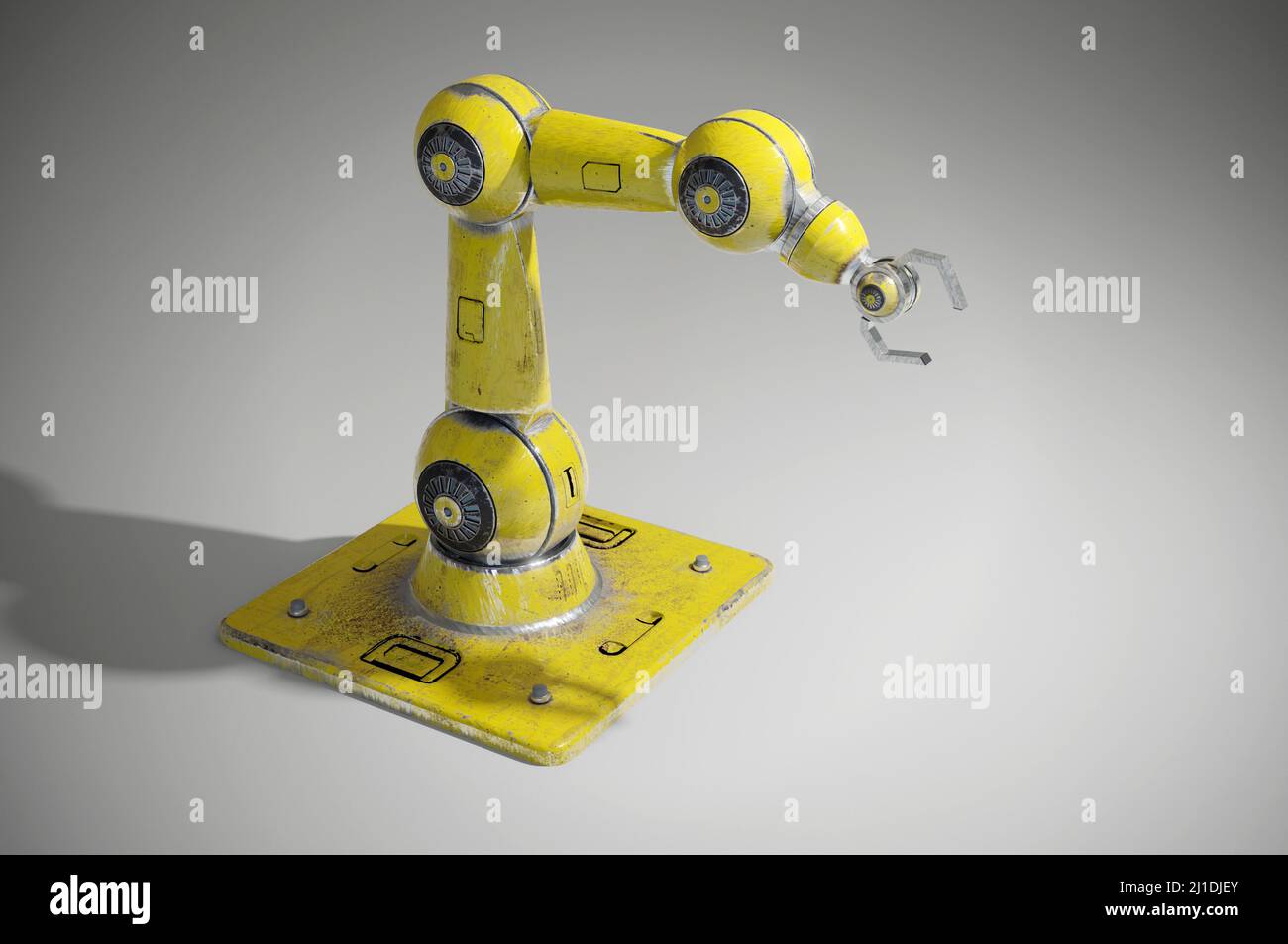 3d illustration. robotic arm on gray background . Industrial robot ...
